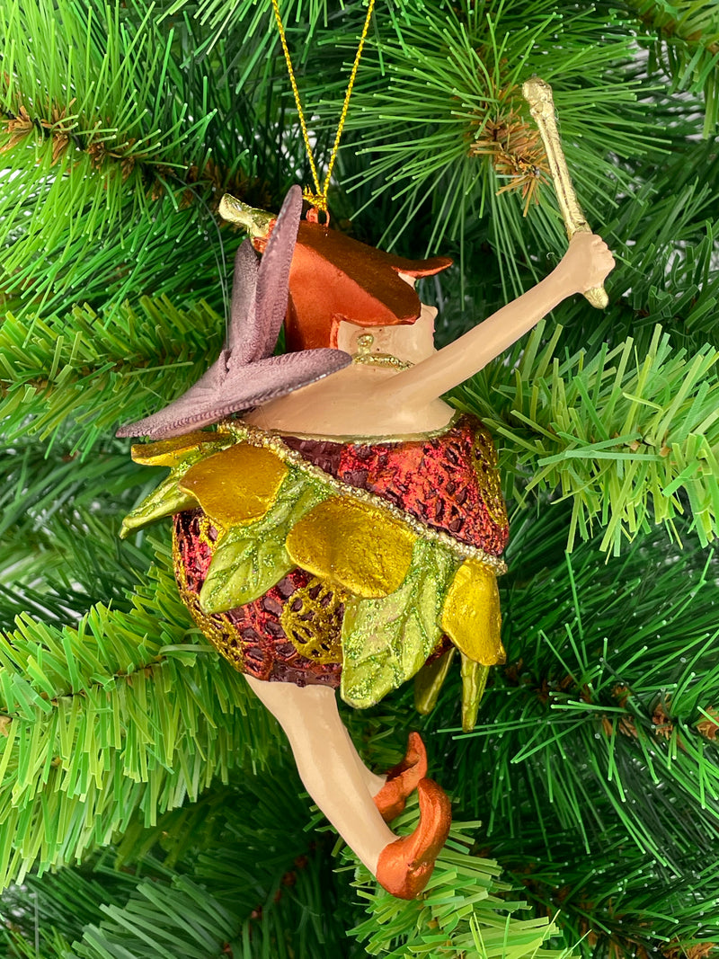 Pummelelfe Baumschmuck Figur "Dicke Elfe" Fee kupfer-grün-gold Hänger Ostern Frühling Weihnachten 15cm