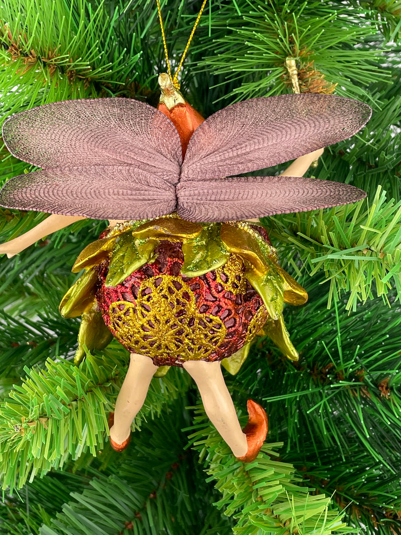 Pummelelfe Baumschmuck Figur "Dicke Elfe" Fee kupfer-grün-gold Hänger Ostern Frühling Weihnachten 15cm