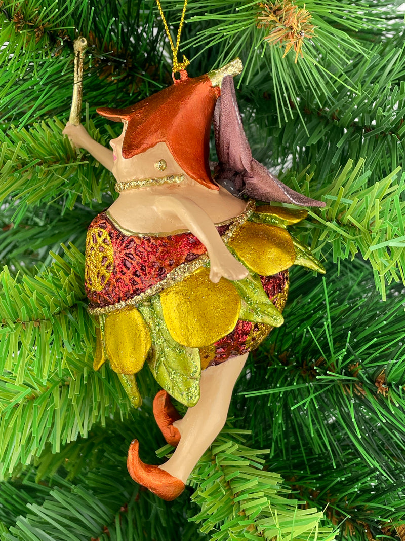 Pummelelfe Baumschmuck Figur "Dicke Elfe" Fee kupfer-grün-gold Hänger Ostern Frühling Weihnachten 15cm