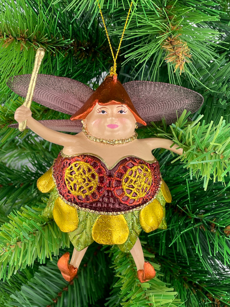 Pummelelfe Baumschmuck Figur "Dicke Elfe" Fee kupfer-grün-gold Hänger Ostern Frühling Weihnachten 15cm