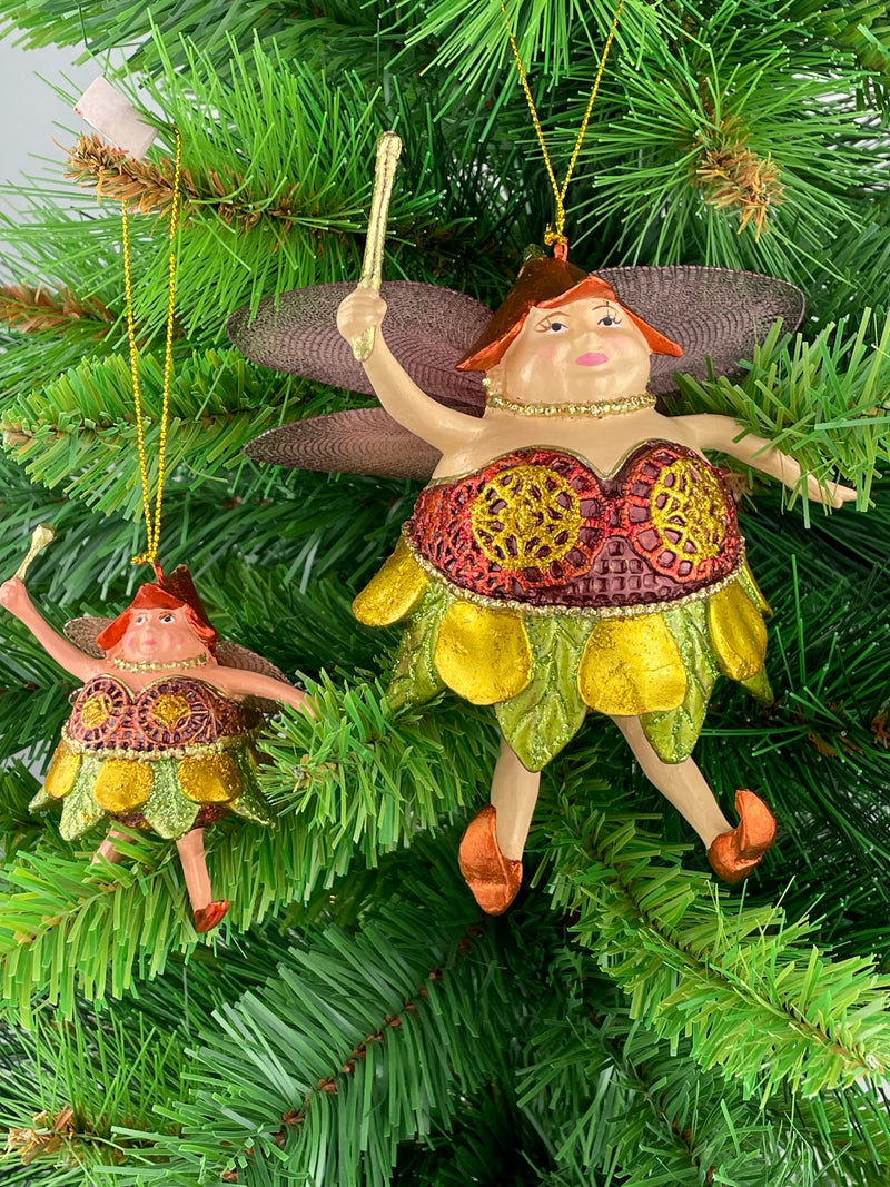 Pummelelfe Baumschmuck Figur "Dicke Elfe" Fee kupfer-grün-gold Hänger Ostern Frühling Weihnachten 15cm