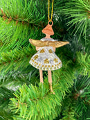 Kleiner Engel mit Herz mini Weihnachten Deko Hänger Christbaumschmuck 8 cm weiß gold