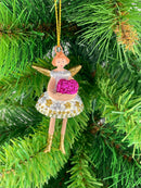 Kleiner Engel mit Herz mini Weihnachten Deko Hänger Christbaumschmuck 8 cm weiß gold