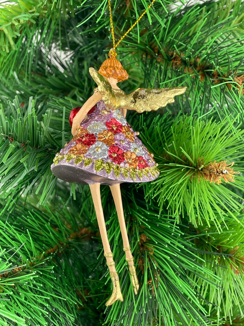 Christbaumschmuck Figur Engel mit Herz rosa Hänger Baumschmuck 12cm