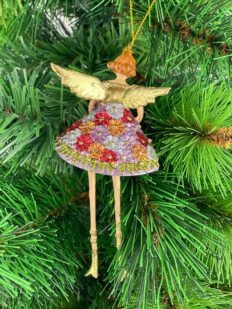 Christbaumschmuck Figur Engel mit Herz rosa Hänger Baumschmuck 12cm