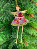 Christbaumschmuck Figur Engel mit Herz rosa Hänger Baumschmuck 12cm