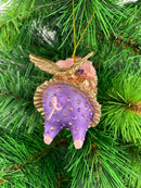 Christbaumschmuck Figur "Schwein mit Flügeln und Stern" Hänger kupfer-lila Weihnachten Hänger 10cm