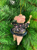 Christbaumschmuck Figur "Schwein mit Flügeln und Stern" Hänger schwarz-flieder Weihnachten Hänger 12cm