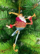 Christbaumschmuck Figur Weihnachtsmann mit Trompete rot-blau Weihnachten Baumschmuck 15,5 cm