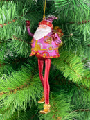 Weihnachtsmann Gabenträger Weihnachten Baumschmuck Figur Deko Hänger Christbaumschmuck 16 cm pink-rot mit Sack