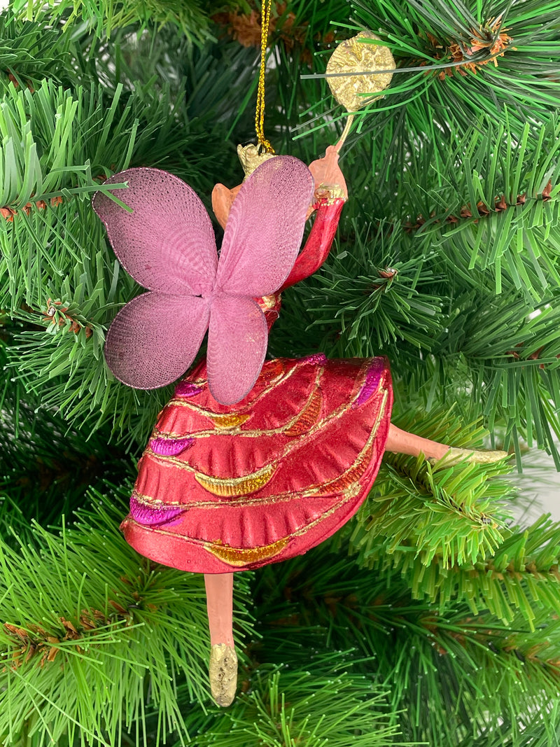 Figur Tänzerin Ballerina Elfe Baumschmuck rot-gold Ostern Frühling Weihnachten 15cm