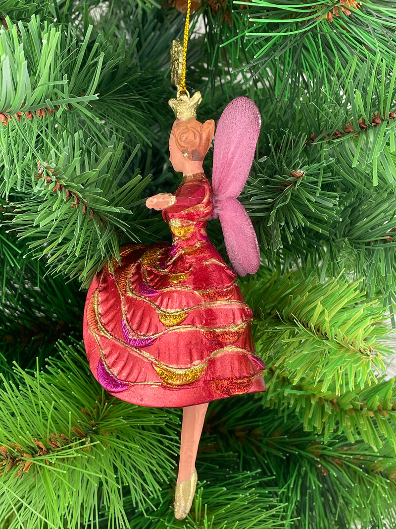 Figur Tänzerin Ballerina Elfe Baumschmuck rot-gold Ostern Frühling Weihnachten 15cm