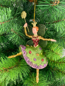 Figur Tänzerin Ballerina Elfe Baumschmuck grün-lila Ostern Frühling Weihnachten 15cm