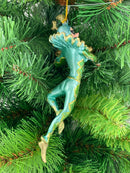 Christbaumschmuck Figur Harlekin mit einer Laute Deko Hänger türkisblau gold 16cm