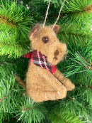 Christbaumschmuck Deko Hänger Hund mit kariertem Halstuch Weihnachten aus Filz 11cm hoch