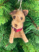 Christbaumschmuck Deko Hänger Hund mit kariertem Halstuch Weihnachten aus Filz 11cm hoch