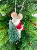 Christbaumschmuck Deko Hänger Maus mit Tannenbaum Weihnachten Filz 12cm