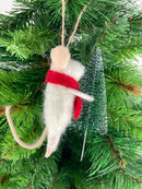 Christbaumschmuck Deko Hänger Maus mit Tannenbaum Weihnachten Filz 12cm
