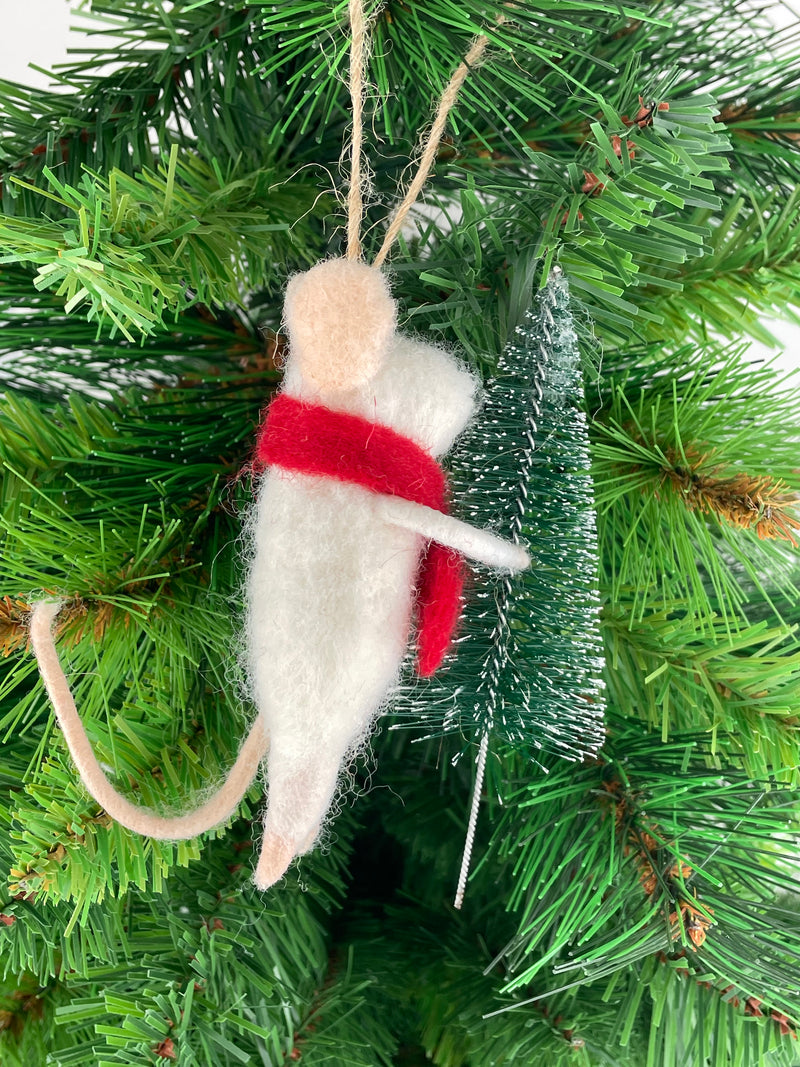 Christbaumschmuck Deko Hänger Maus mit Tannenbaum Weihnachten Filz 12cm
