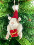 Christbaumschmuck Deko Hänger Hamster mit Geschenk Weihnachten Filz 11cm