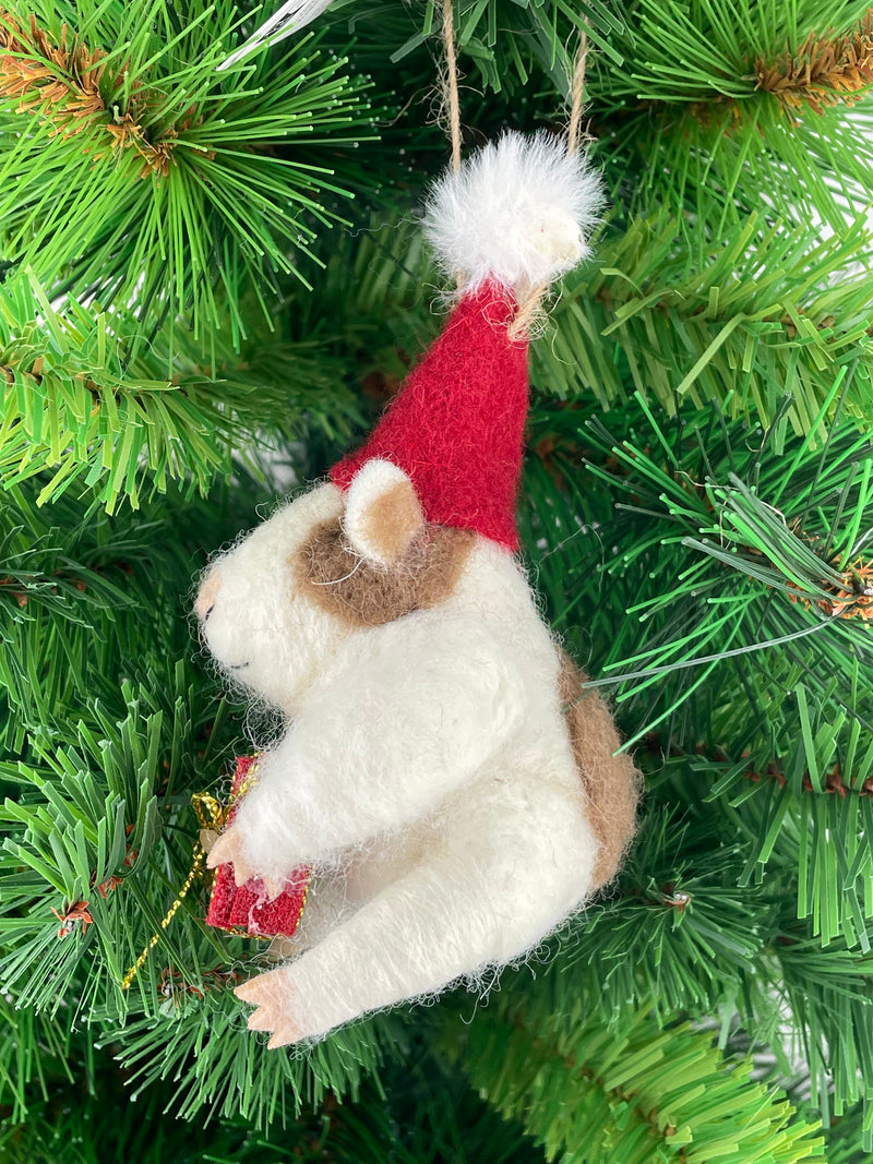 Christbaumschmuck Deko Hänger Hamster mit Geschenk Weihnachten Filz 11cm