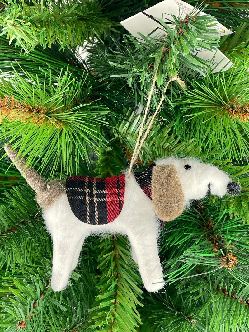 Christbaumschmuck Deko Hänger Hund Weihnachten aus Filz 12cm lang