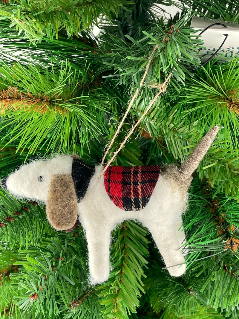 Christbaumschmuck Deko Hänger Hund Weihnachten aus Filz 12cm lang