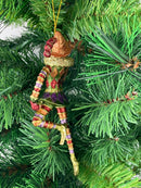 Christbaumschmuck Figur Harlekin Deko Hänger gold grün rot 14cm