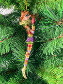 Christbaumschmuck Figur Harlekin Deko Hänger gold grün rot 14cm