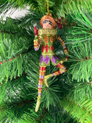 Christbaumschmuck Figur Harlekin Deko Hänger gold grün rot 14cm