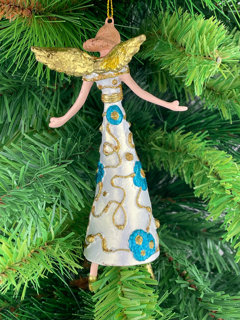 Christbaumschmuck Figur Engel weiß-türkis-pink Anhänger Ornament Baumschmuck 16cm