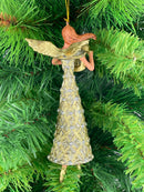 Christbaumschmuck Figur Engel mit Harfe silber gold Hänger Baumschmuck 16cm