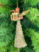 Christbaumschmuck Figur Engel mit Harfe silber gold Hänger Baumschmuck 16cm