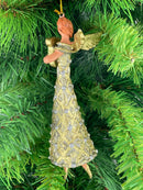 Christbaumschmuck Figur Engel mit Harfe silber gold Hänger Baumschmuck 16cm