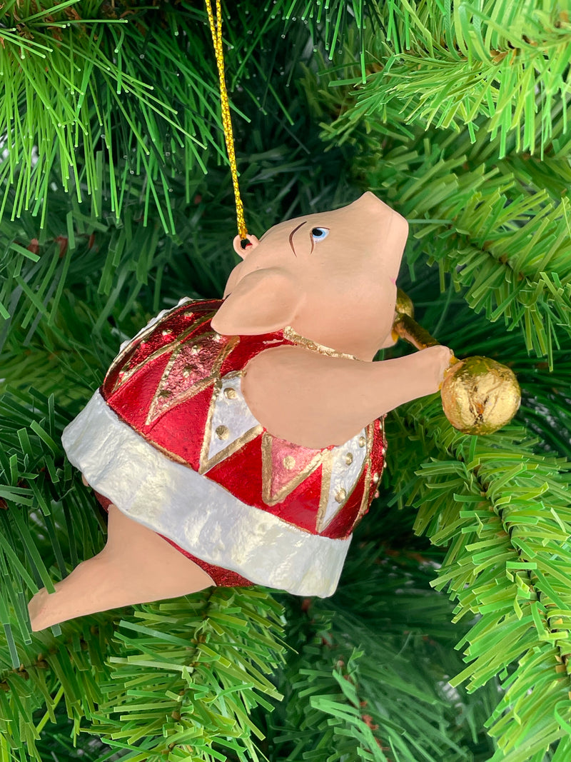 Christbaumschmuck Figur Schwein Sportler Fitnessstudio Hantelstange handbemalt Weihnachten Baumschmuck Deko Hänger Christbaumschmuck 10 cm (weiß-rot)