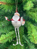 Weihnachtsmann Gabenträger Weihnachten Baumschmuck Figur Deko Anhänger Ornament Christbaumschmuck 18  cm Silber-rot mit Geschenk