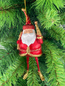 Baumschmuck Weihnachtsmann mit langen Beinen, Baum und Geschenksäckchen in rot gold Anhänger Ornament 17,5 cm