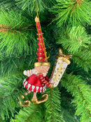 Kleiner Weihnachtsmann Elf Wichtel Gabenträger Weihnachten Deko Christbaumschmuck 14 cm Rot Weiß Gold mit Geschenk