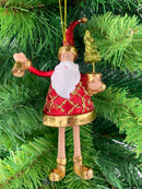 Baumschmuck Weihnachtsmann in rot-gold mit Bäumchen und Glocke Anhänger Ornament 15cm