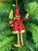 Baumschmuck Weihnachtsmann in rot-gold mit Bäumchen und Glocke Anhänger Ornament 15cm