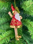 Baumschmuck Weihnachtsmann in rot-gold mit Bäumchen und Glocke Anhänger Ornament 15cm