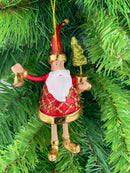 Baumschmuck Weihnachtsmann in rot-gold mit Bäumchen und Glocke Anhänger Ornament 15cm