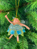 Pummelelfe Baumschmuck Figur Dicke Mini Elfe/Fee türkis-grün-gold Hänger Ostern Frühling Weihnachten 8cm
