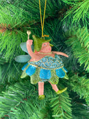 Pummelelfe Baumschmuck Figur Dicke Mini Elfe/Fee türkis-grün-gold Hänger Ostern Frühling Weihnachten 8cm