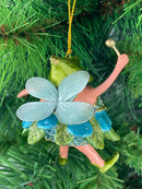 Pummelelfe Baumschmuck Figur Dicke Mini Elfe/Fee türkis-grün-gold Hänger Ostern Frühling Weihnachten 8cm