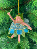 Pummelelfe Baumschmuck Figur Dicke Mini Elfe/Fee türkis-grün-gold Hänger Ostern Frühling Weihnachten 8cm