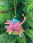 Pummelelfe Baumschmuck Figur Dicke Elfe mini Fee hellgrün-türkis-pink Hänger Ostern Frühling Weihnachten 8cm