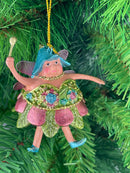 Pummelelfe Baumschmuck Figur Dicke Elfe mini Fee hellgrün-türkis-pink Hänger Ostern Frühling Weihnachten 8cm