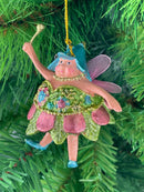 Pummelelfe Baumschmuck Figur Dicke Elfe mini Fee hellgrün-türkis-pink Hänger Ostern Frühling Weihnachten 8cm