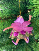 Pummelelfe Baumschmuck Figur Dicke Elfe mini Fee lila-grün Hänger Ostern Frühling Weihnachten 8cm